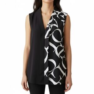 Shawl Collar Sleeveless Blouse